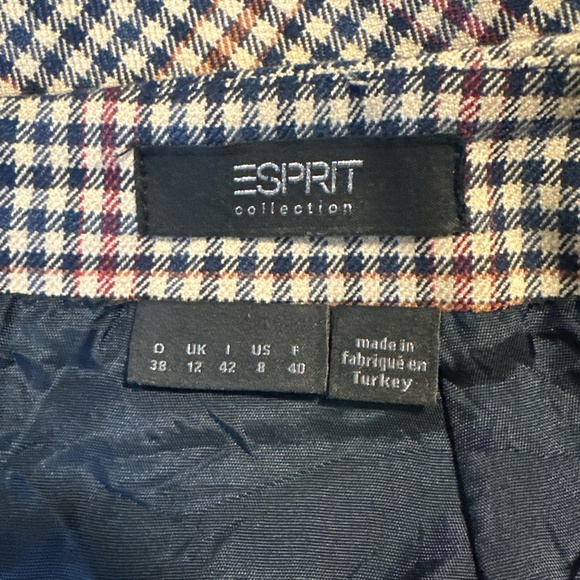 Vintage Esprit Brown Plaid Mini Skirt Size 8 90s Y2K Taylor Gilmore Girls Prep - Picture 3 of 7